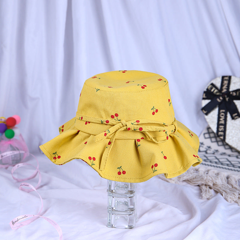 Sombrero de pescador para niños con volantes y lazo de algodón al por mayor