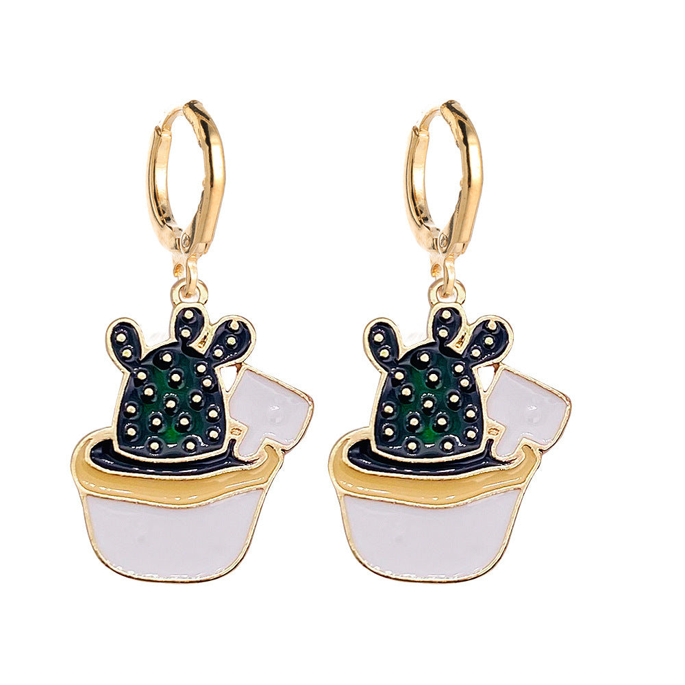 Pendientes De Aleación De Mariquita De Elefante De Cactus al por mayor