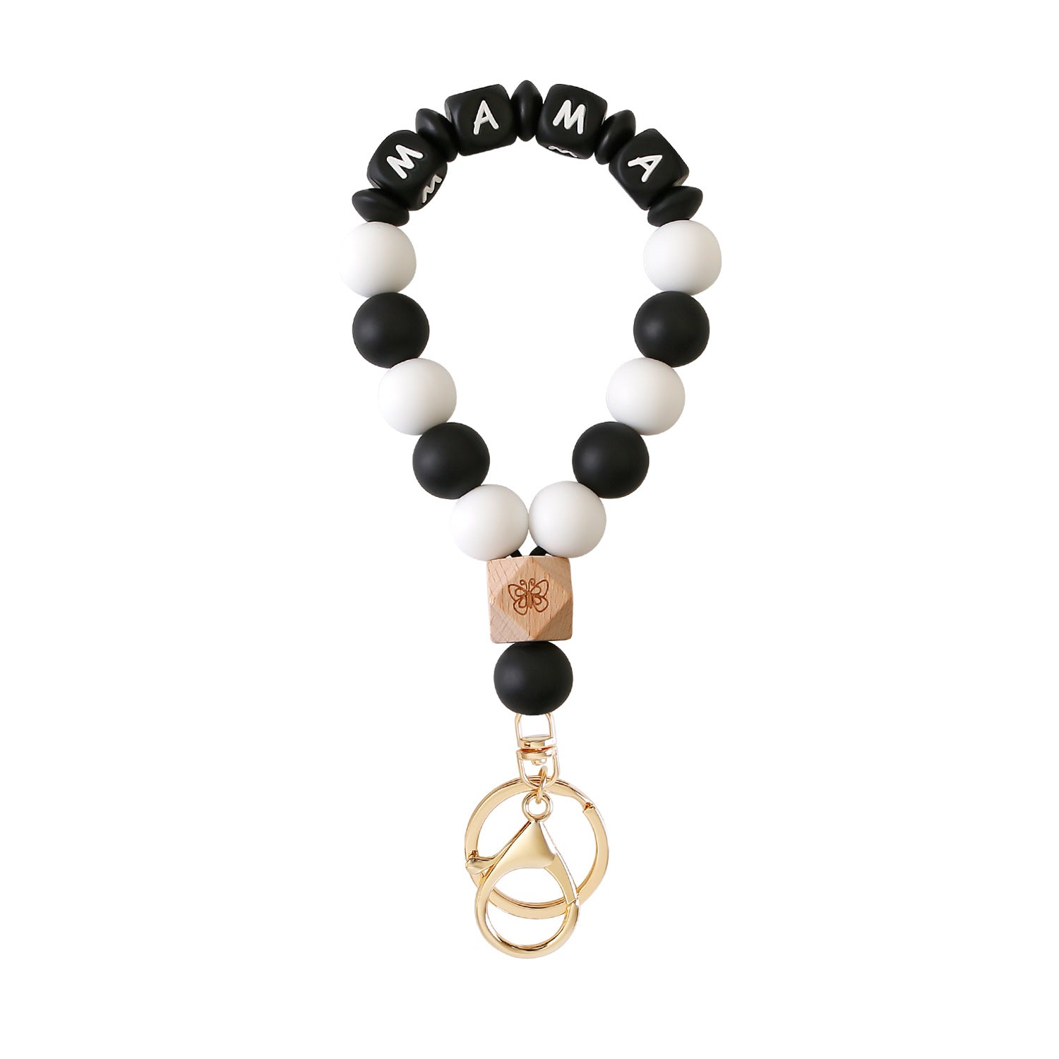 Wholesale Handmade Beaded MAMA Silicone Wrist Key Chain