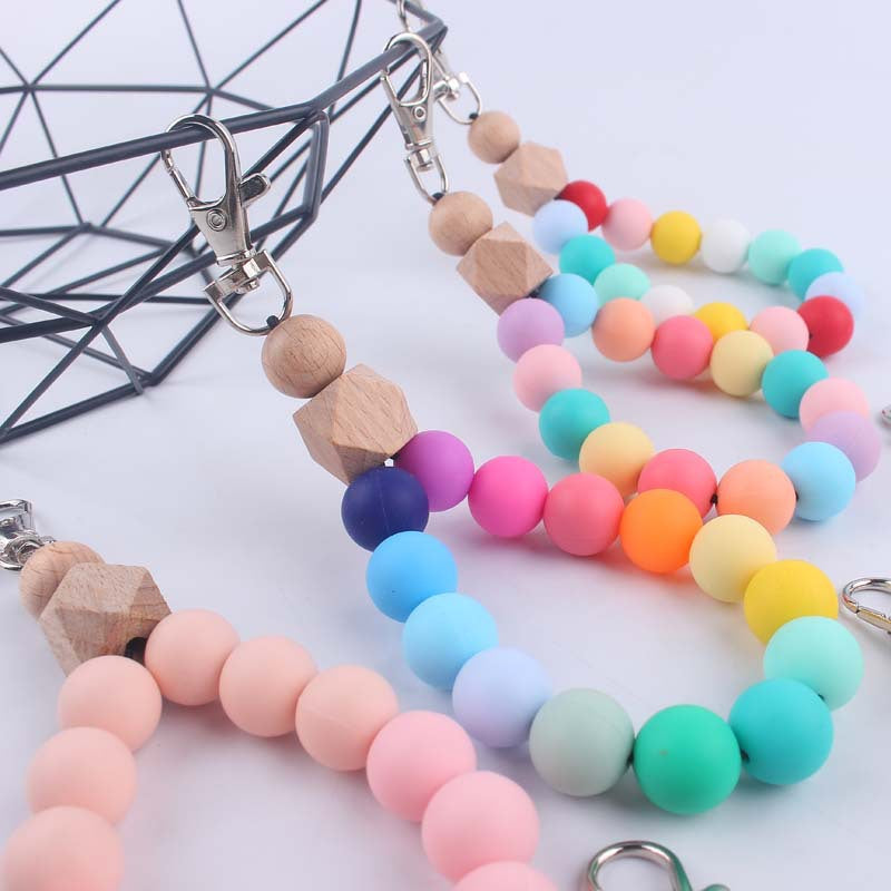 Wholesale Colorful Silicone Beaded Wrist Keychain