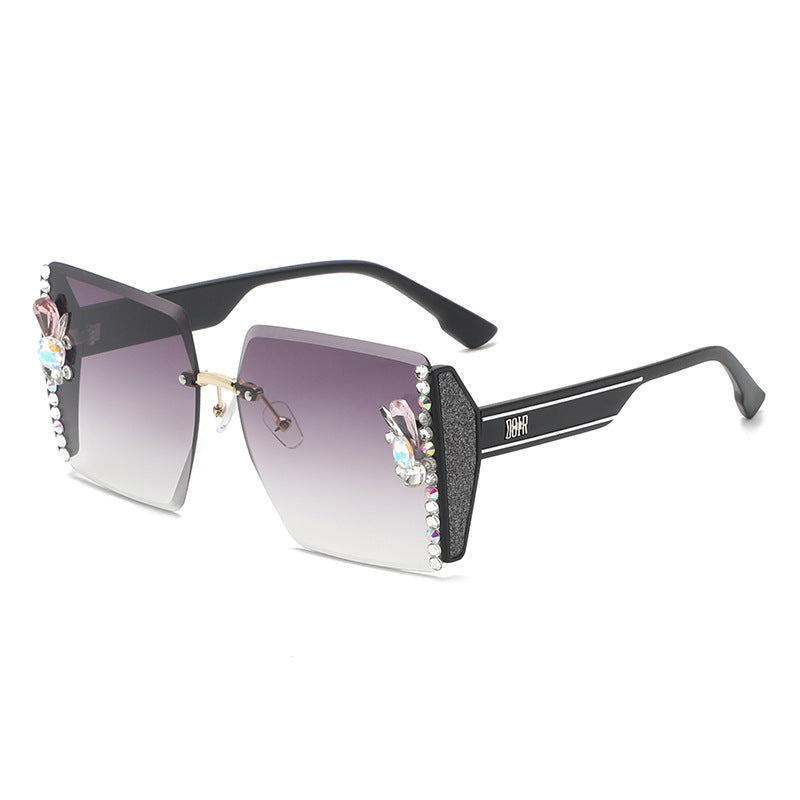 Wholesale Diamond-encrusted Large Frame PC UV-resistant Sunglasses