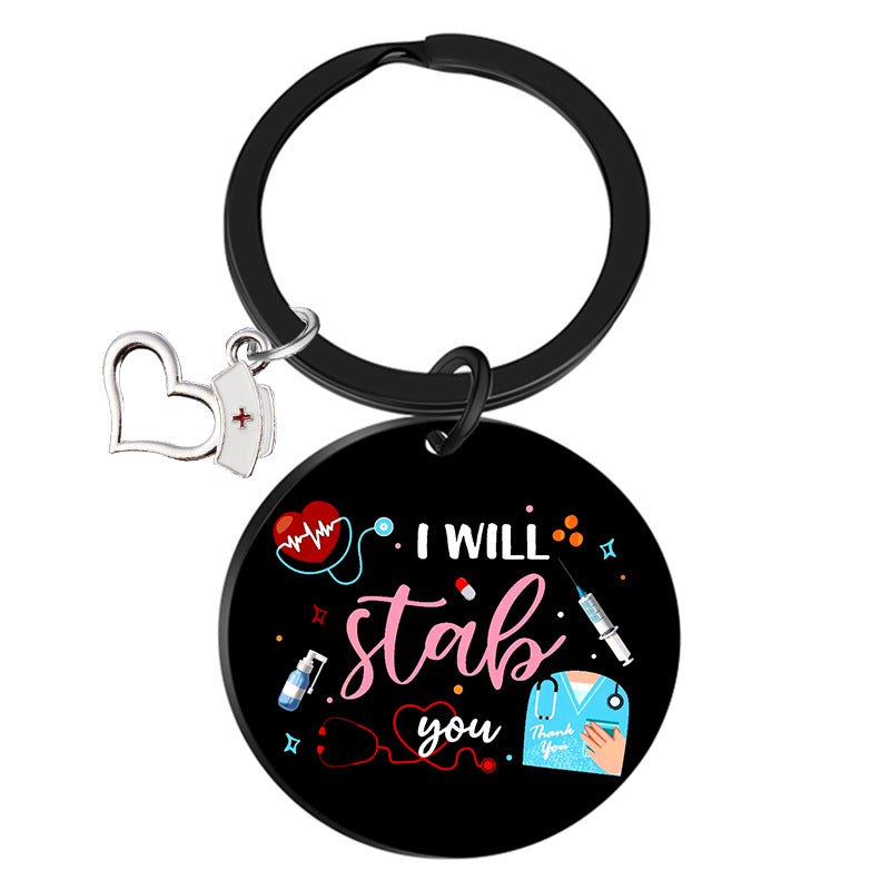 Wholesale Stainless Steel Nurses Day Color Printing Creative Keychain