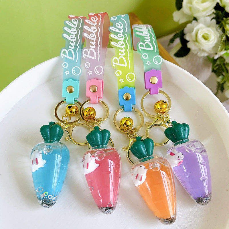 Comercio al por mayor Acrílico Aceitado Conejo Zanahoria Llavero Creativo