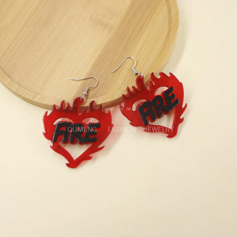 Wholesale Earrings Acrylic Vintage Flame Hearts