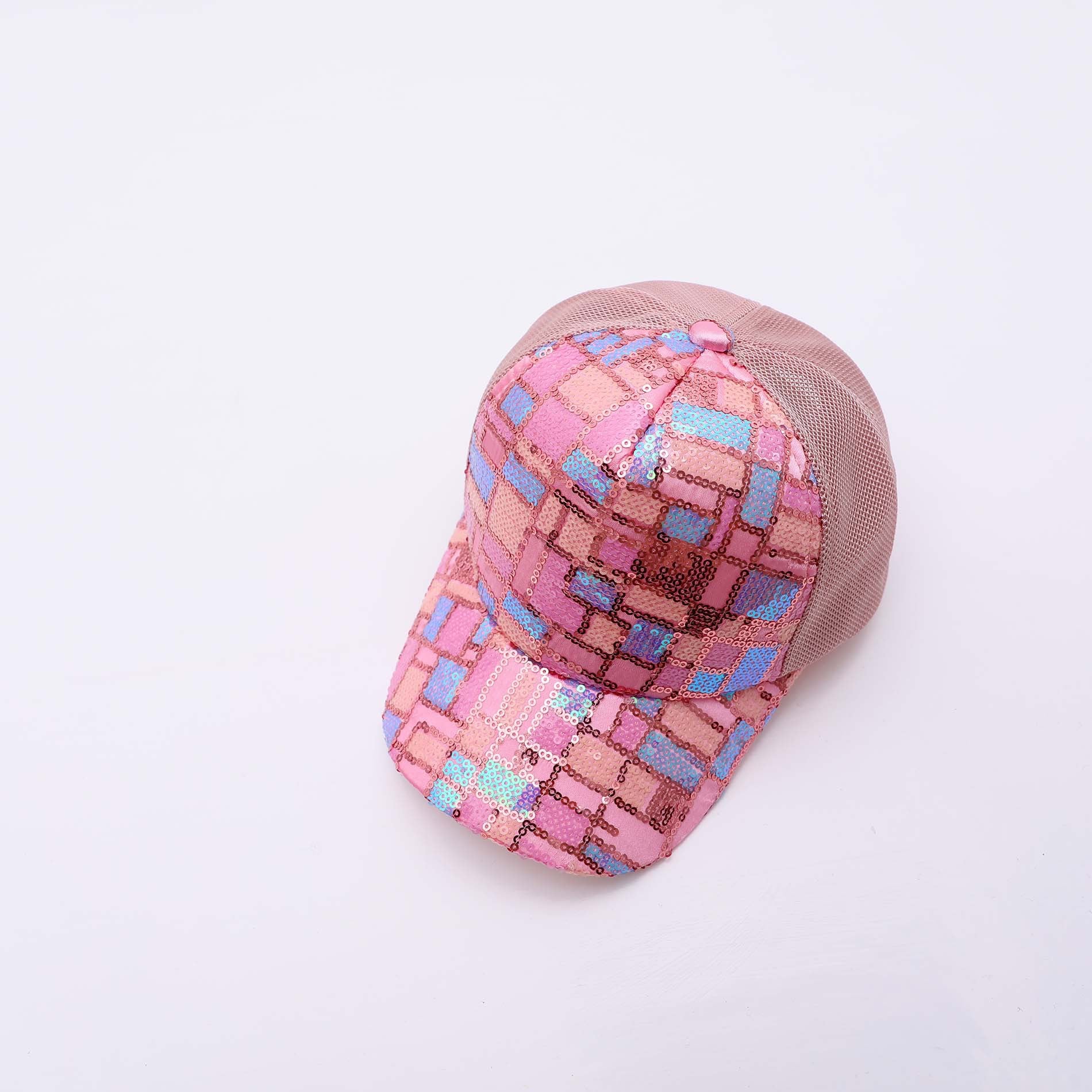 Capilla de malla de béisbol de algodón de algodón de lentejuelas al por mayor para niños
