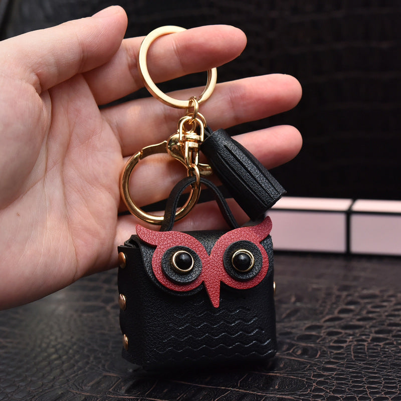 Wholesale Metal Leather Owl Coin Purse Keychain
