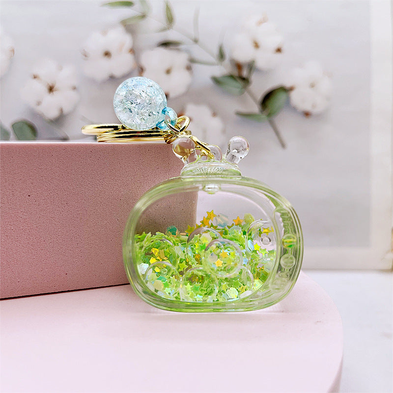 Comercio al por mayor acrílico transparente líquido arenas movedizas llavero creativo