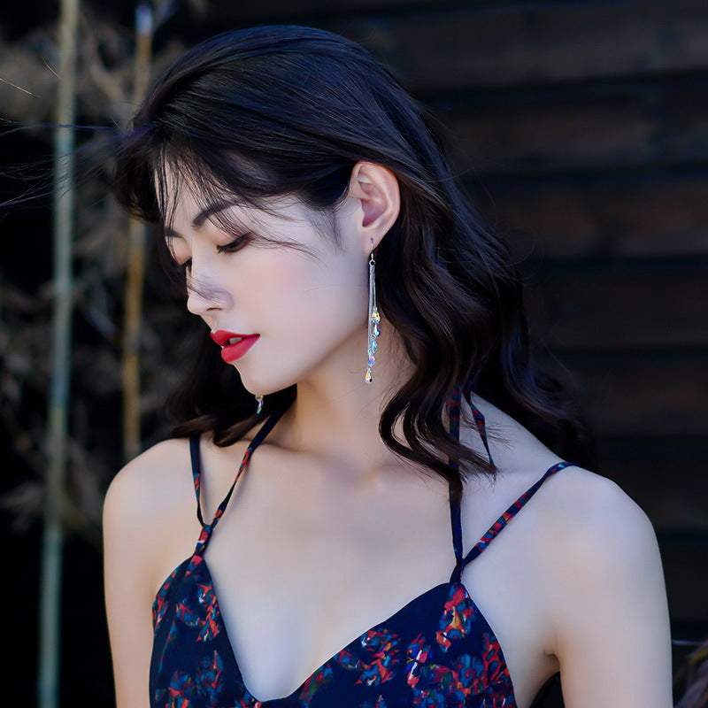 Wholesale Long Crystal Alloy Earrings