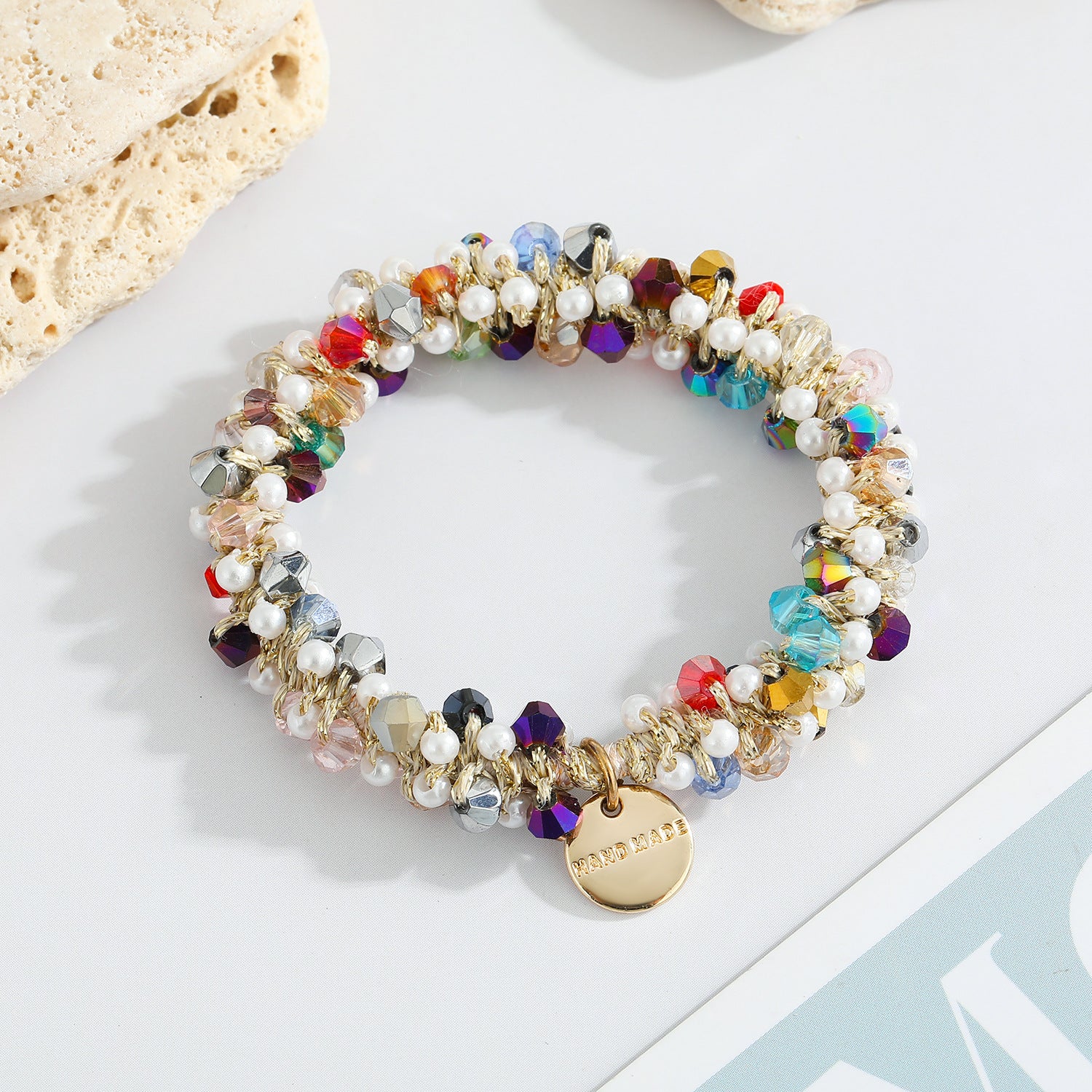 Wholesale Resin Polychrome Crystal Pearl Hair Rings