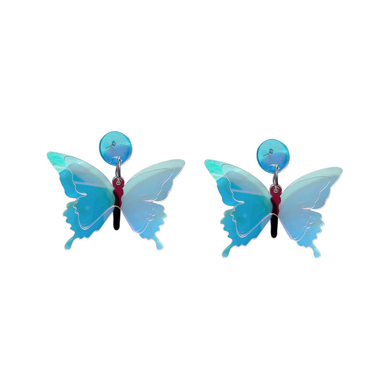Pendientes Transparentes Mariposa Brillante Láser al por mayor