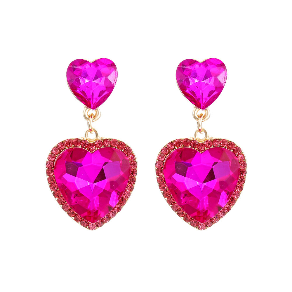 Wholesale Crystal Diamond Heart Alloy Earrings