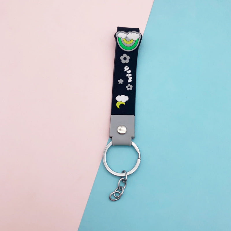 Wholesale Candy Color Rainbow Soft PVC Lanyard Keychains