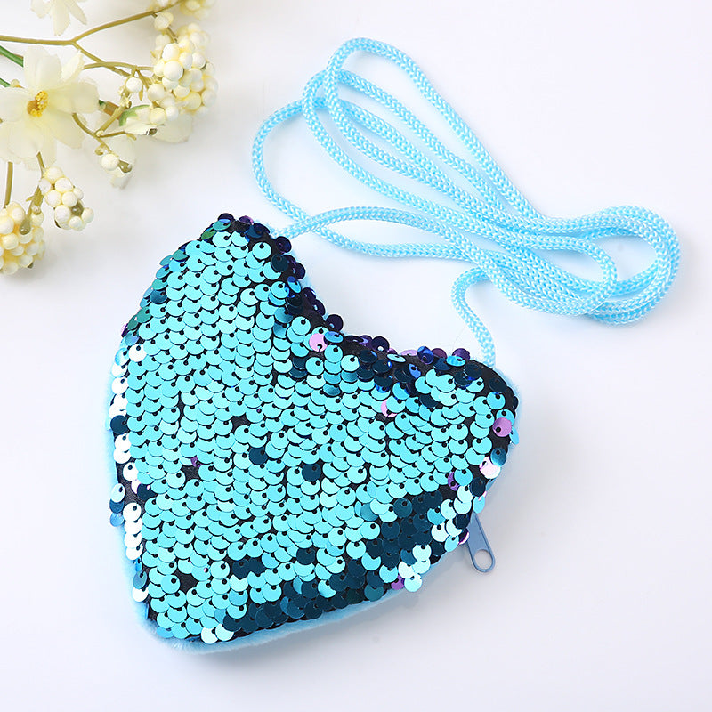 Wholesale Fabric Sequin Heart Children Shoulder Bag