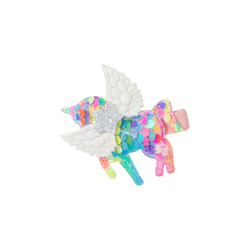 Wholesale Fabric Sequin Big Wings Children Hair Clips