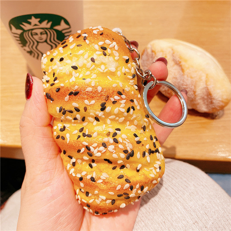 Wholesale PVC Imitation Coconut Bread Creative Keychain