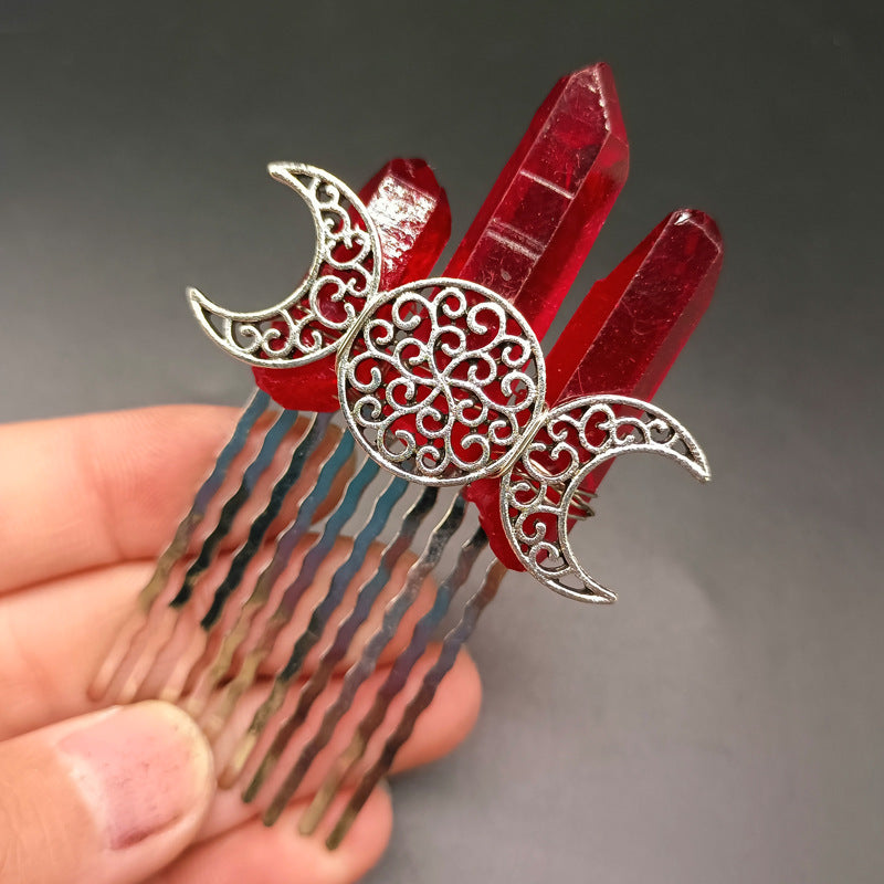 Wholesale Natural Crystal Hair Comb Metal Hair Clips