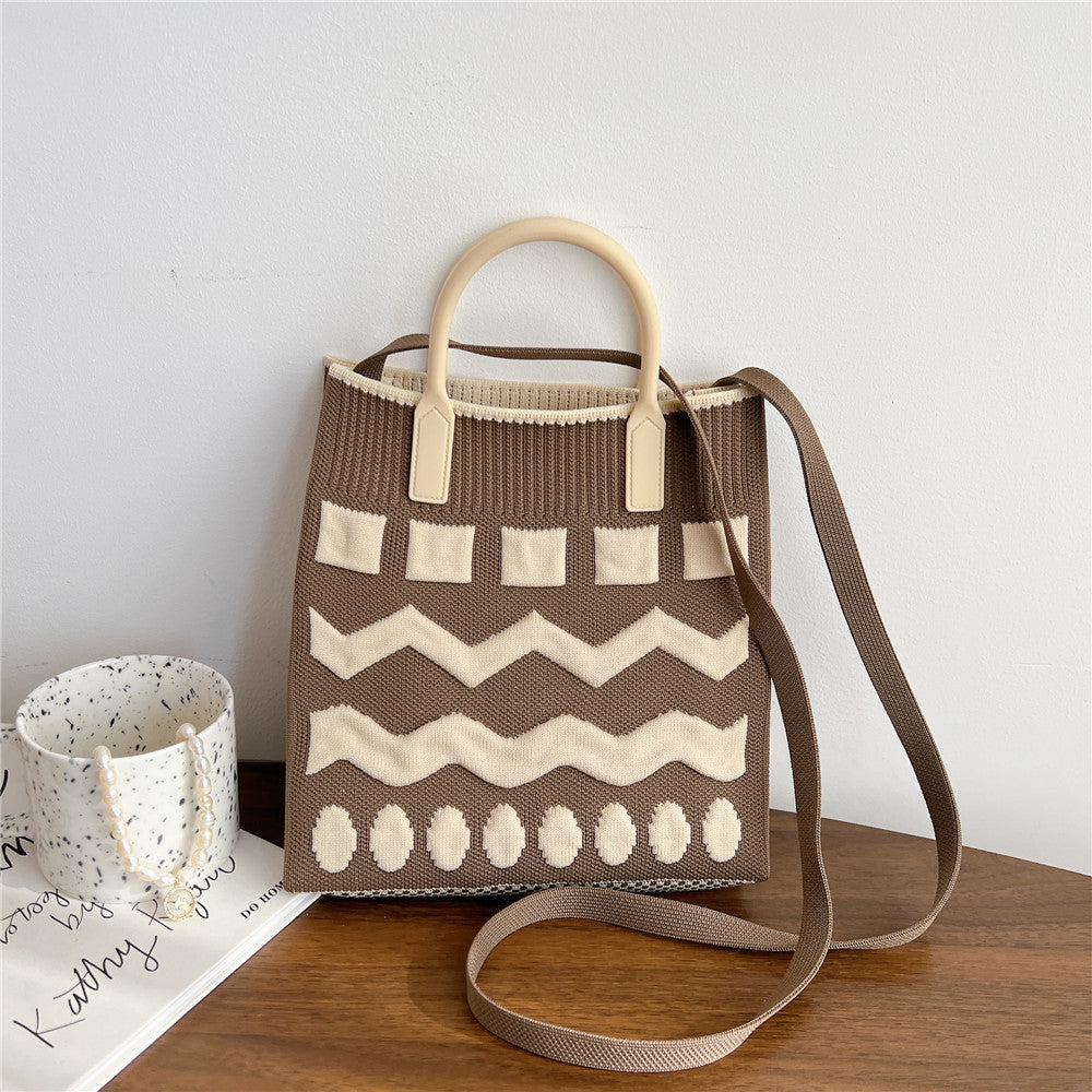 Bolsas de punto de punto bicolor de poliéster al por mayor