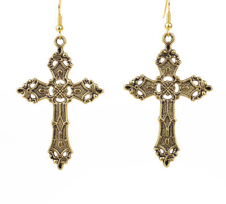 Wholesale Vintage Gothic Cross Alloy Earrings