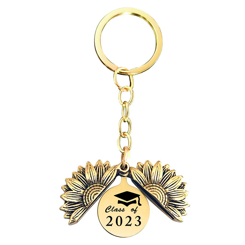 Wholesale Sunflower 2023 Graduation Season Gift Lettering Metal Keychain