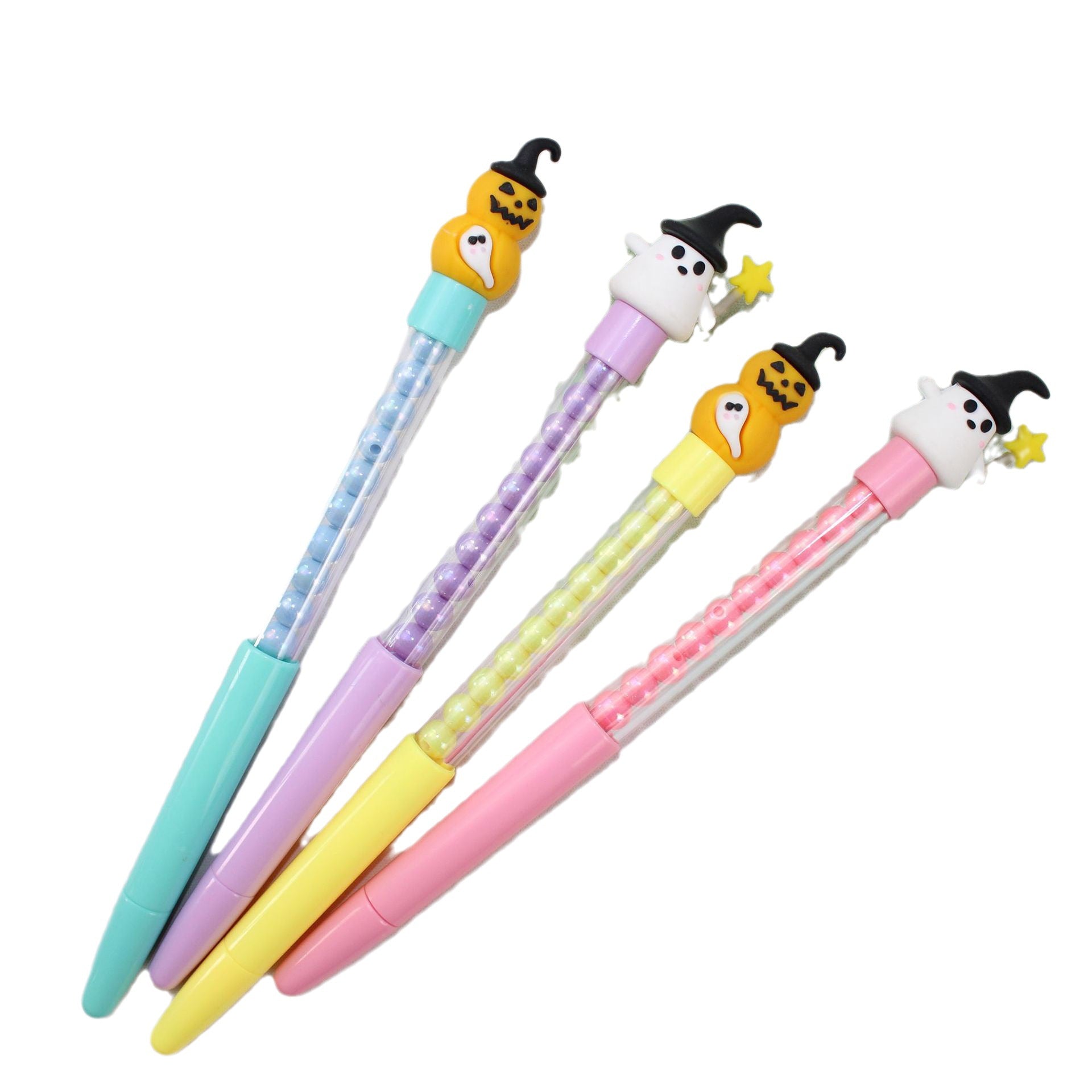 Wholesale 12PCS Creative Halloween Pumpkin Lantern Series Colorful Ball Beads Plastic Gel Pens