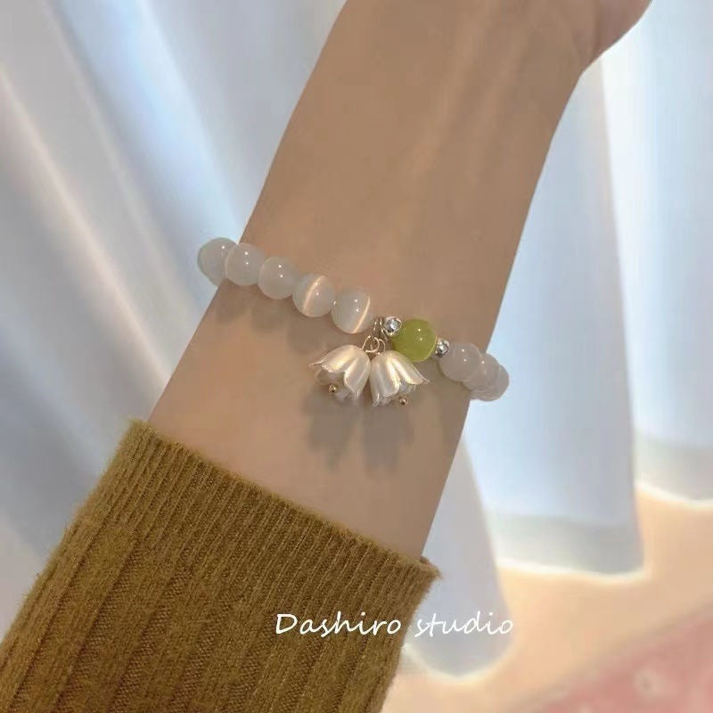 Pulsera de cristal artificial de tulipán rosa de lirio de los valles de joyería al por mayor