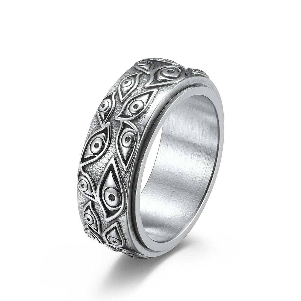 Wholesale Jewelry Devil Eye Rotating Titanium Steel Rings