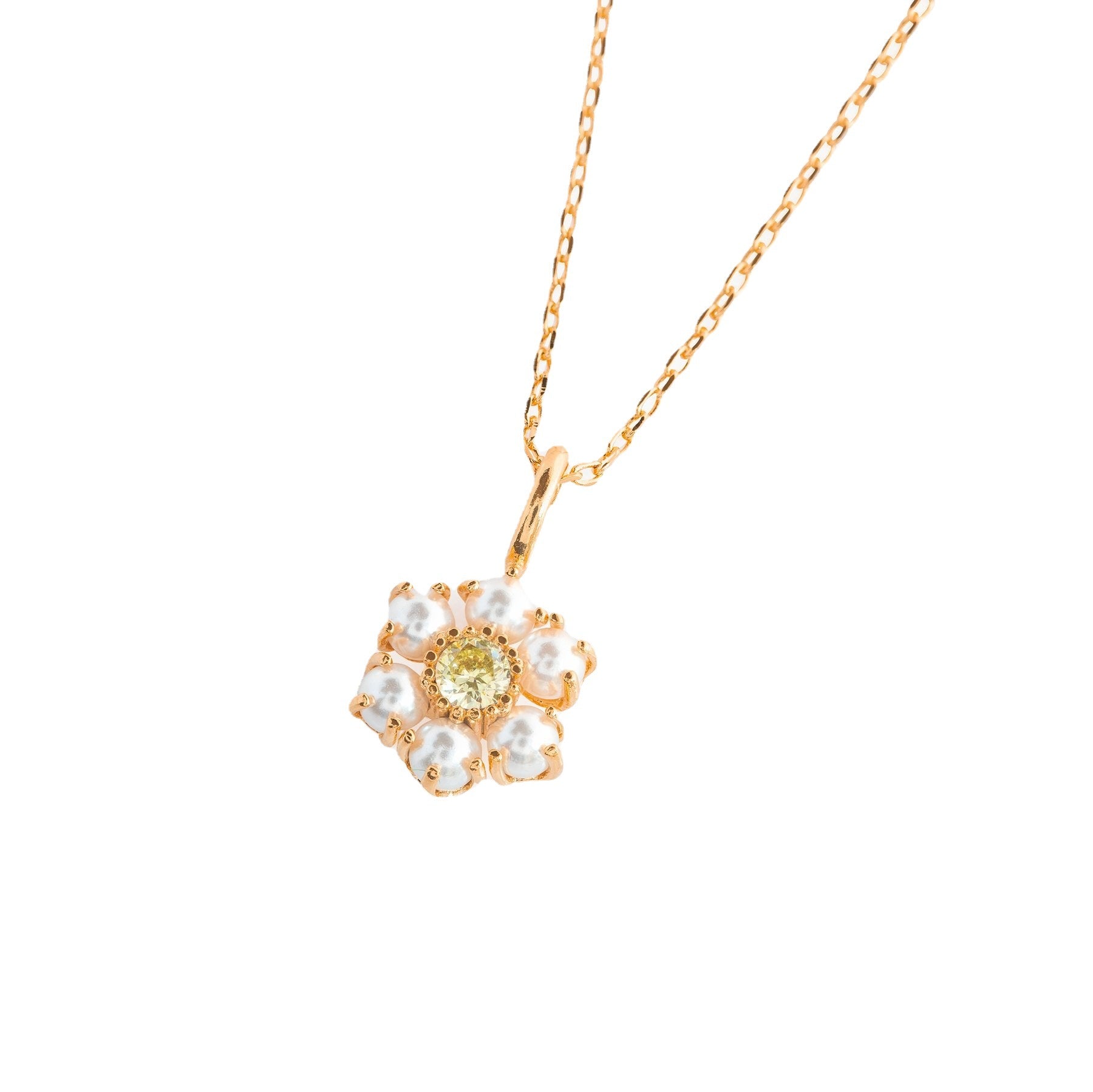 Wholesale White Pearl Flower Copper Necklace