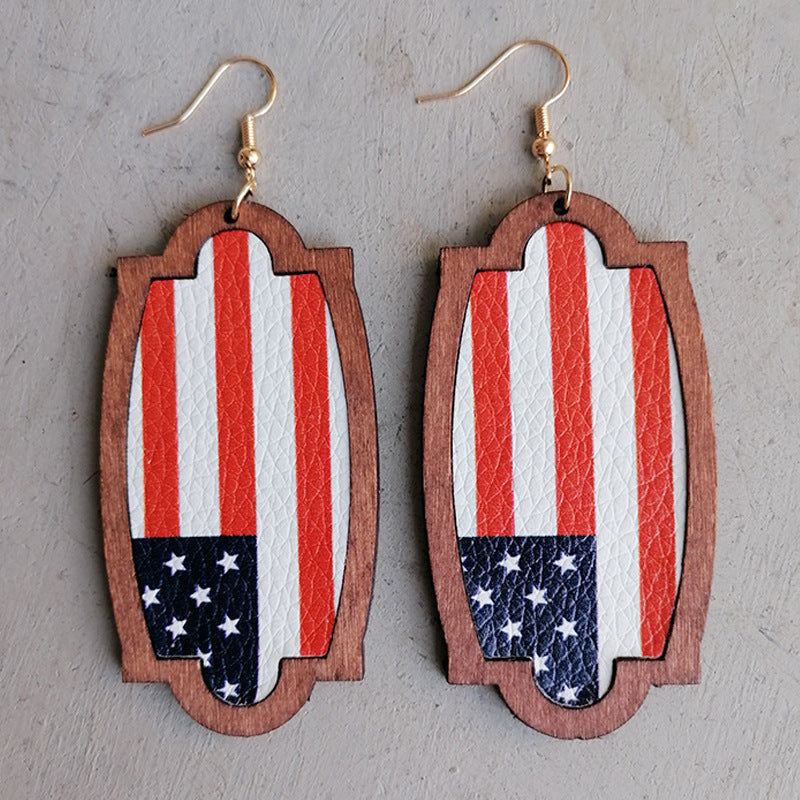 Wholesale 3Pairs/Pack Independence Day Leather Earrings