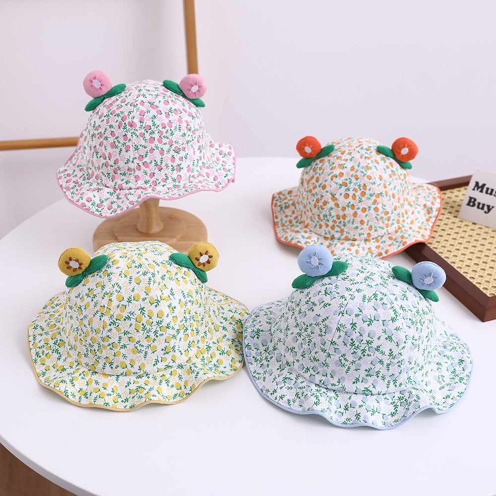 Wholesale Cotton Fruit Double Angle Kids Bucket Hat