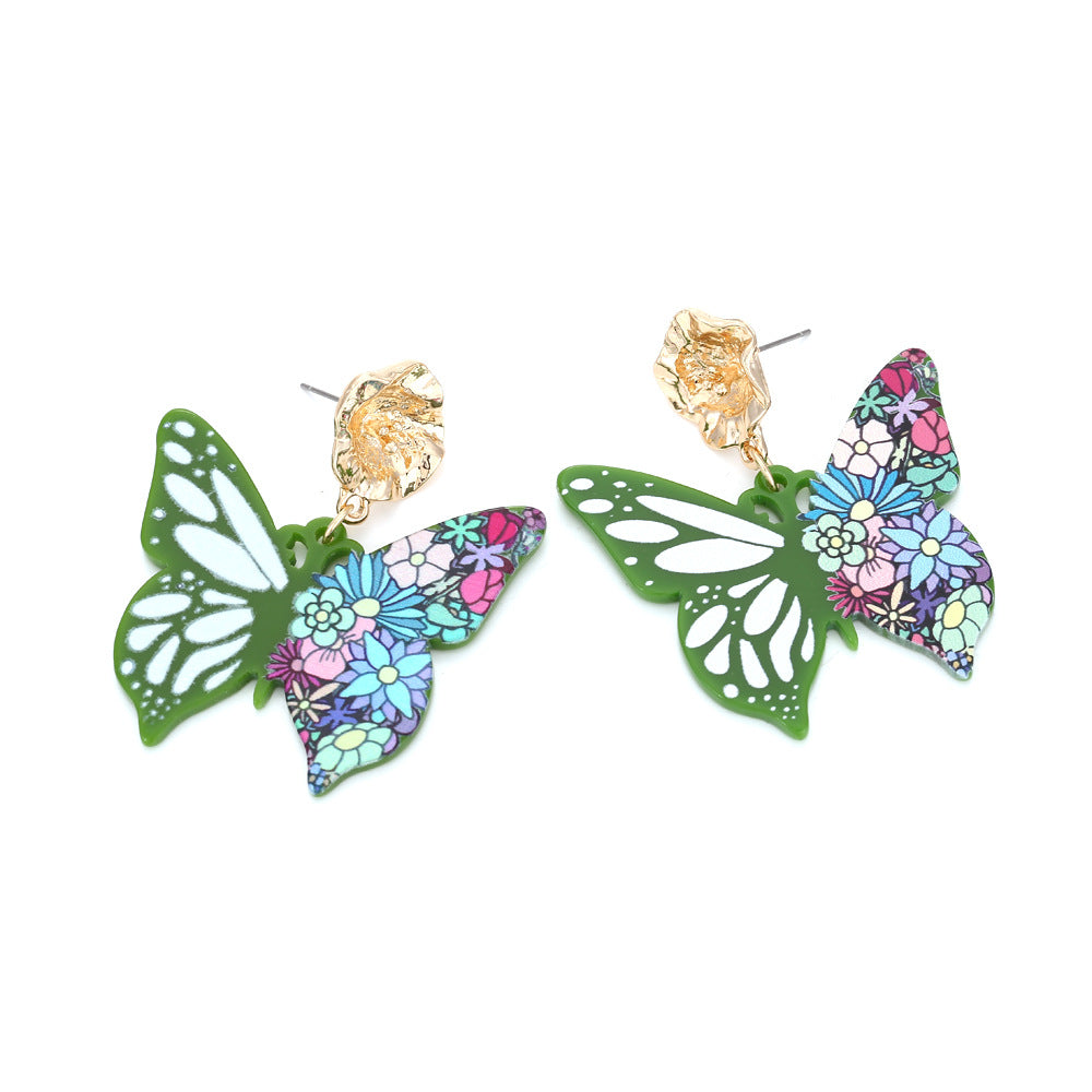 Pendientes De Mariposa De Acrílico De Colores al por mayor