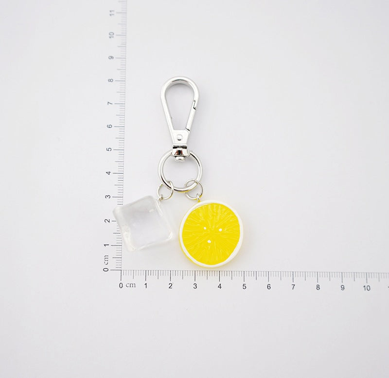 Venta al por mayor Llavero acrílico del cubo de hielo del limón