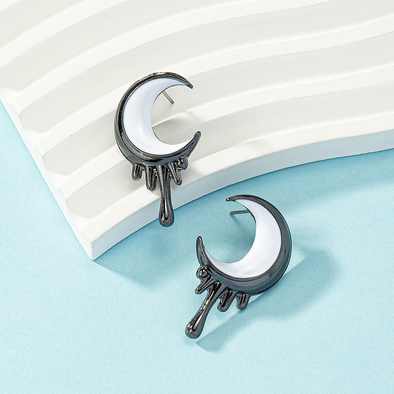 Wholesale Punk Diablo Melting Moon Alloy Earrings