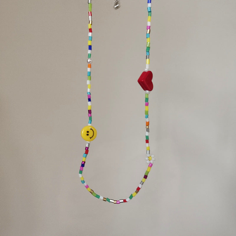 Wholesale Colorful Beaded Red Heart Necklaces