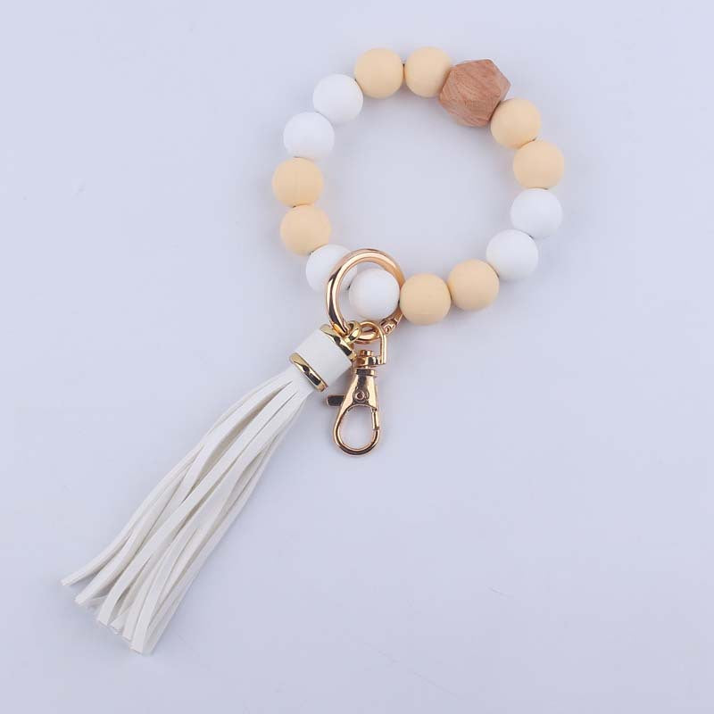 Wholesale Tassel Silicone Beaded Wrist Keychain