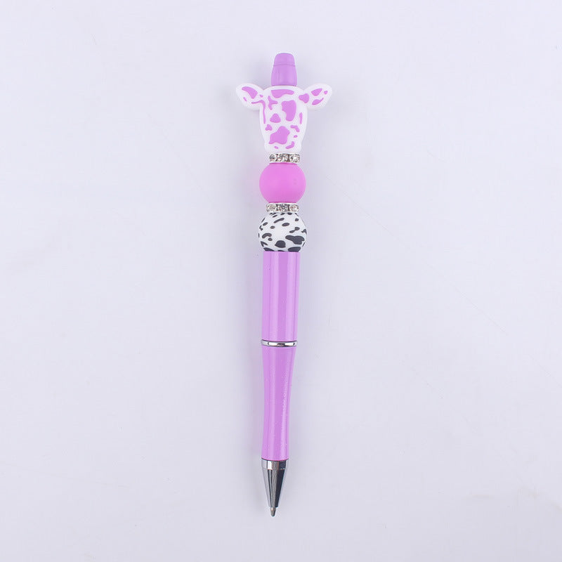 Wholesale Cartoon Cow Head Cow Pattern Silicone Bead Pen