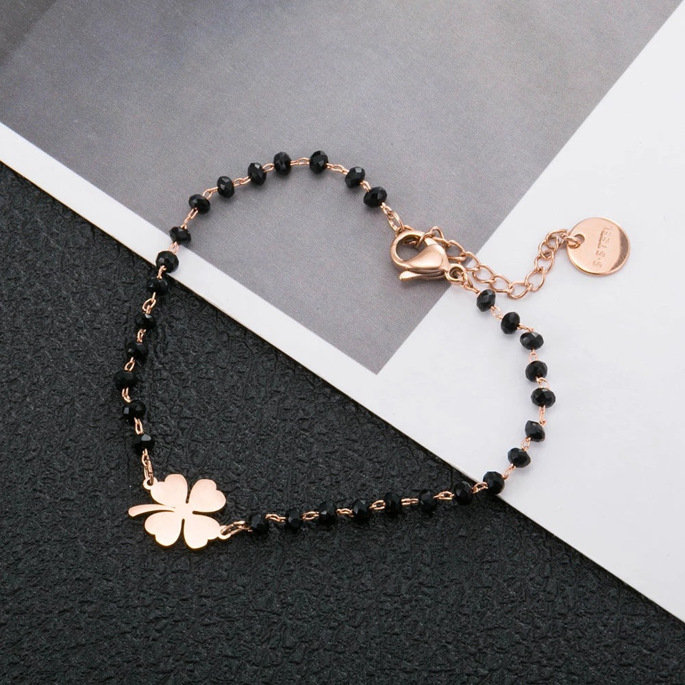 Wholesale Four Leaf Clover Bracelet Titanium Steel