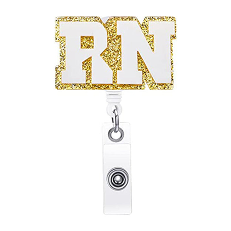 Wholesale Badge Reels Glitter Sequin Nurse Doctor Acrylic Retractable Keychains