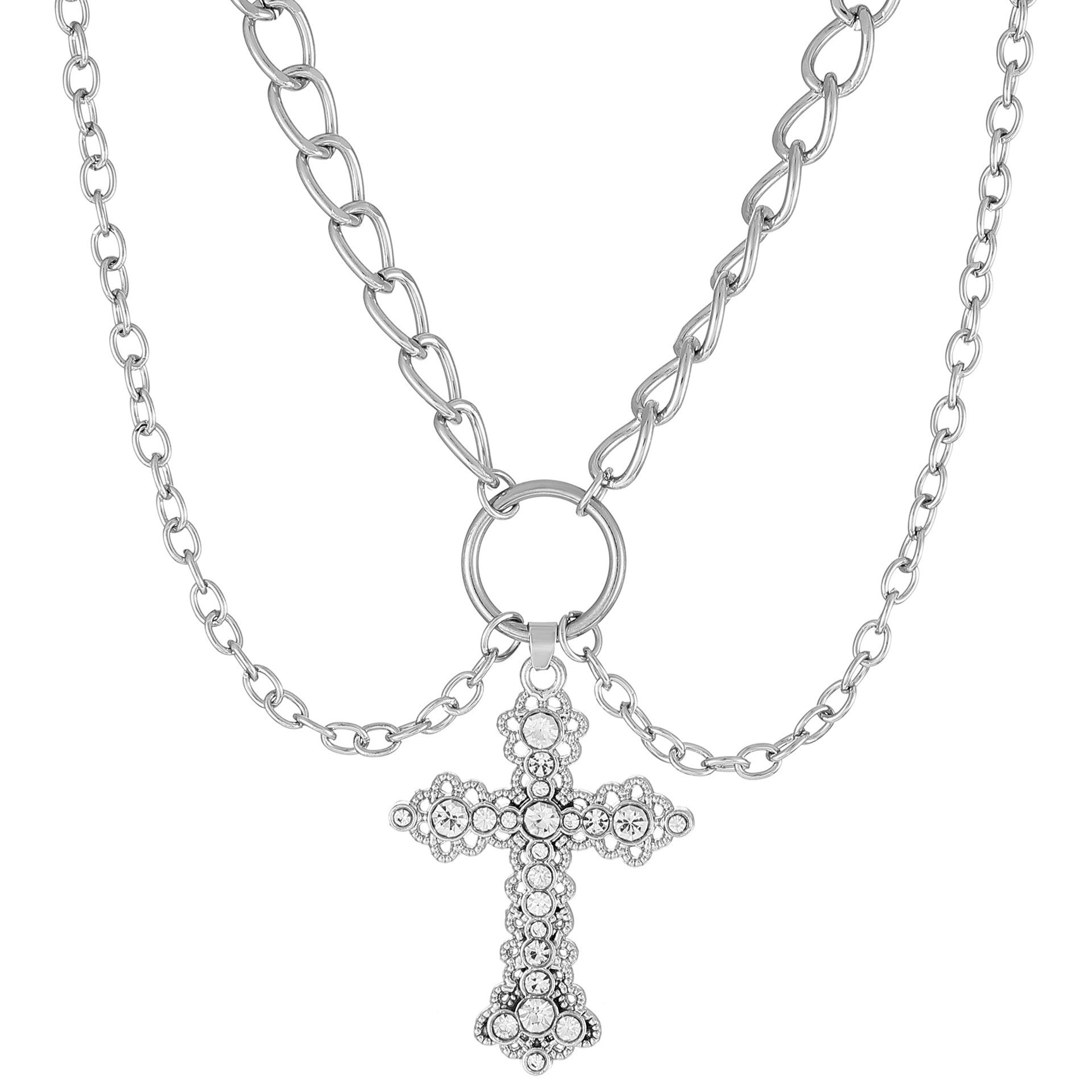 Wholesale Alloy Pearl Cross Pendant Necklace