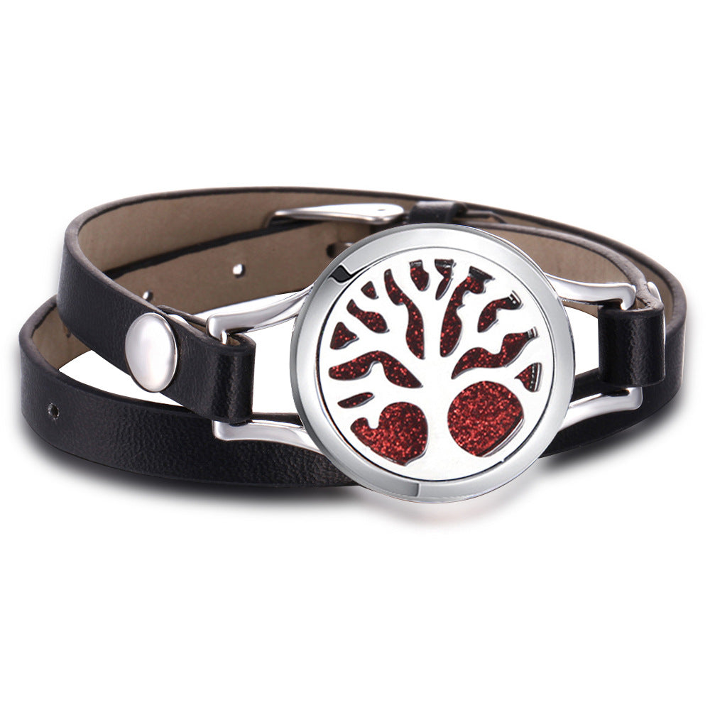 Venta al por mayor pulsera de aroma de acero inoxidable árbol de la vida