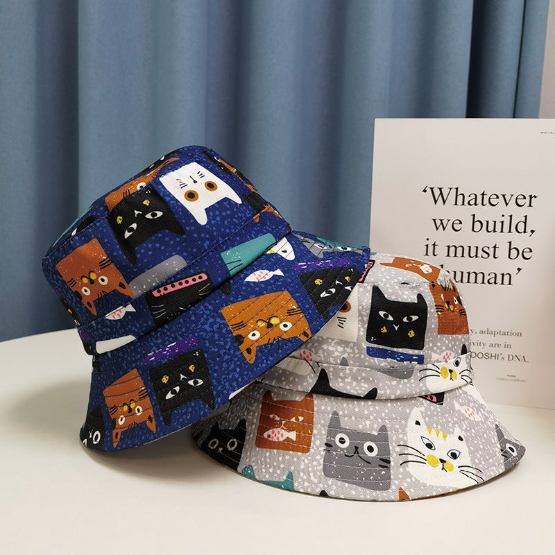 Wholesale Polyester Printed Cartoon Kitten Bucket Hat