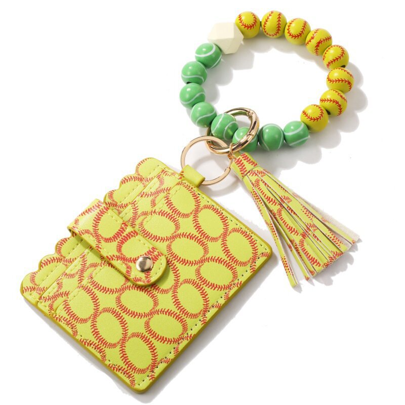 Wholesale Tassel Card Bag Silicone Beaded Wrist Key Chain