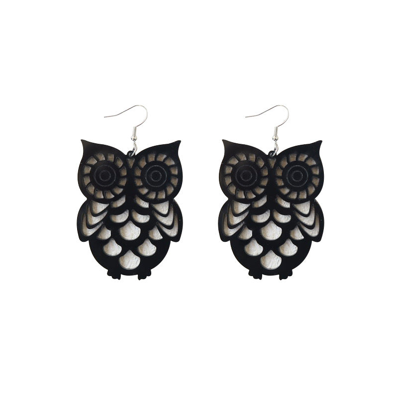 Wholesale Owl Cutout Acrylic Earrings