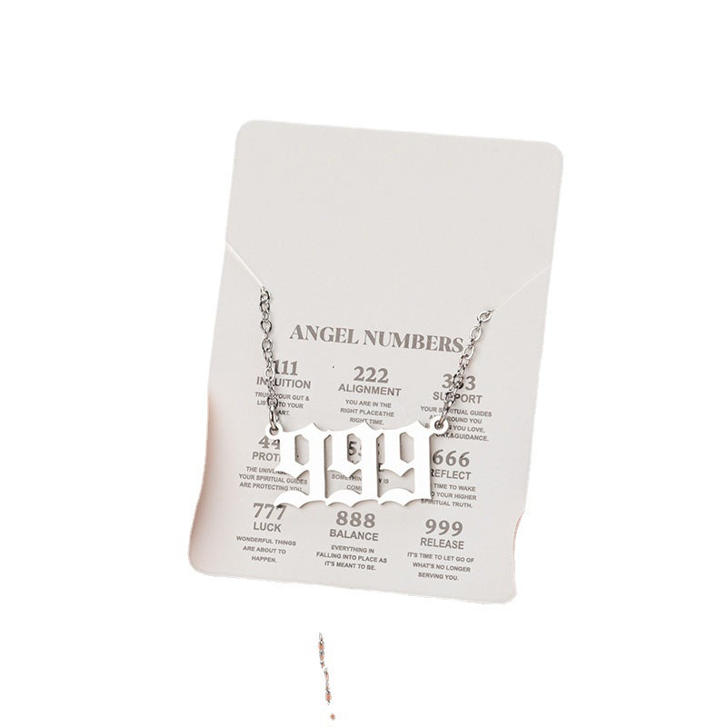 Wholesale Stainless Steel Angel Lucky Number Pendant Necklace