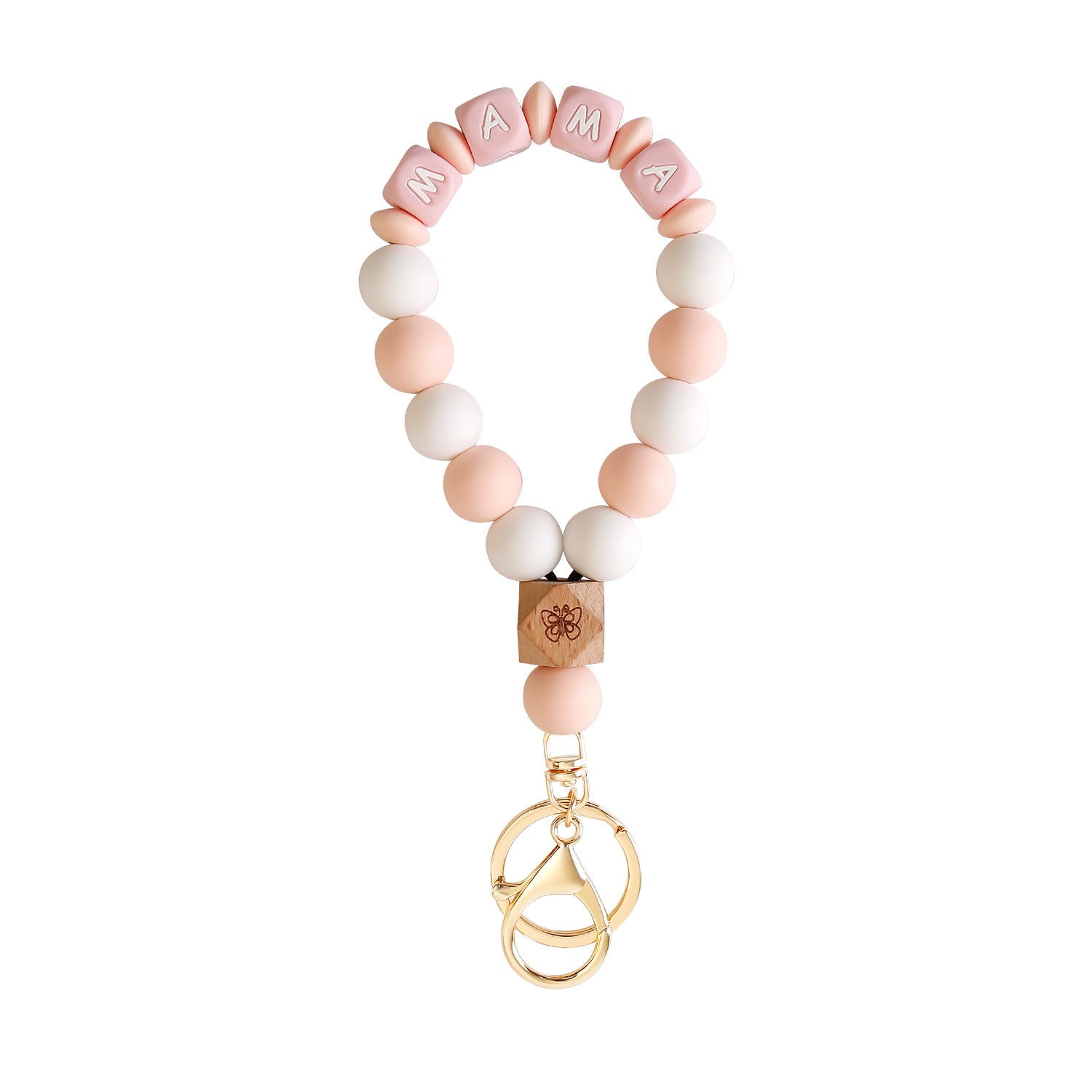 Wholesale Handmade Beaded MAMA Silicone Wrist Key Chain
