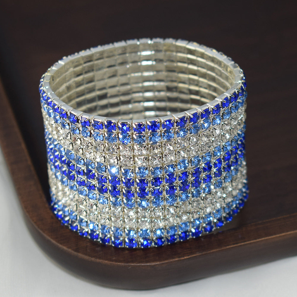 Conjunto de pulsera en capas de diamantes de imitación de cristal elástico al por mayor