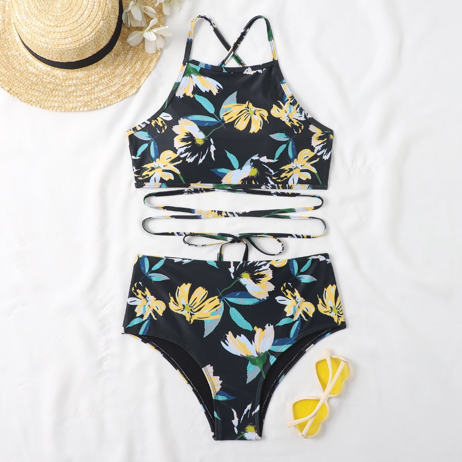 Wholesale Sexy Two-piece Printed Polyester Swimwear