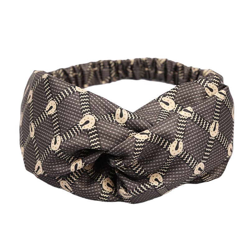 Wholesale Vintage Satin Geometric Pattern Printed Headbands