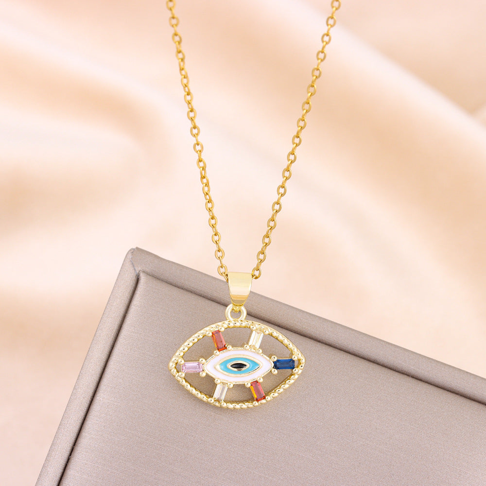 Wholesale Color Zirconium Devil Eye Titanium Steel Necklaces