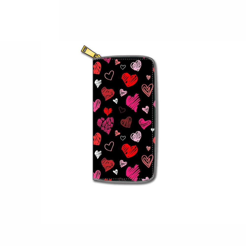Venta al por mayor Cartoon Love PU Cartera larga con cremallera