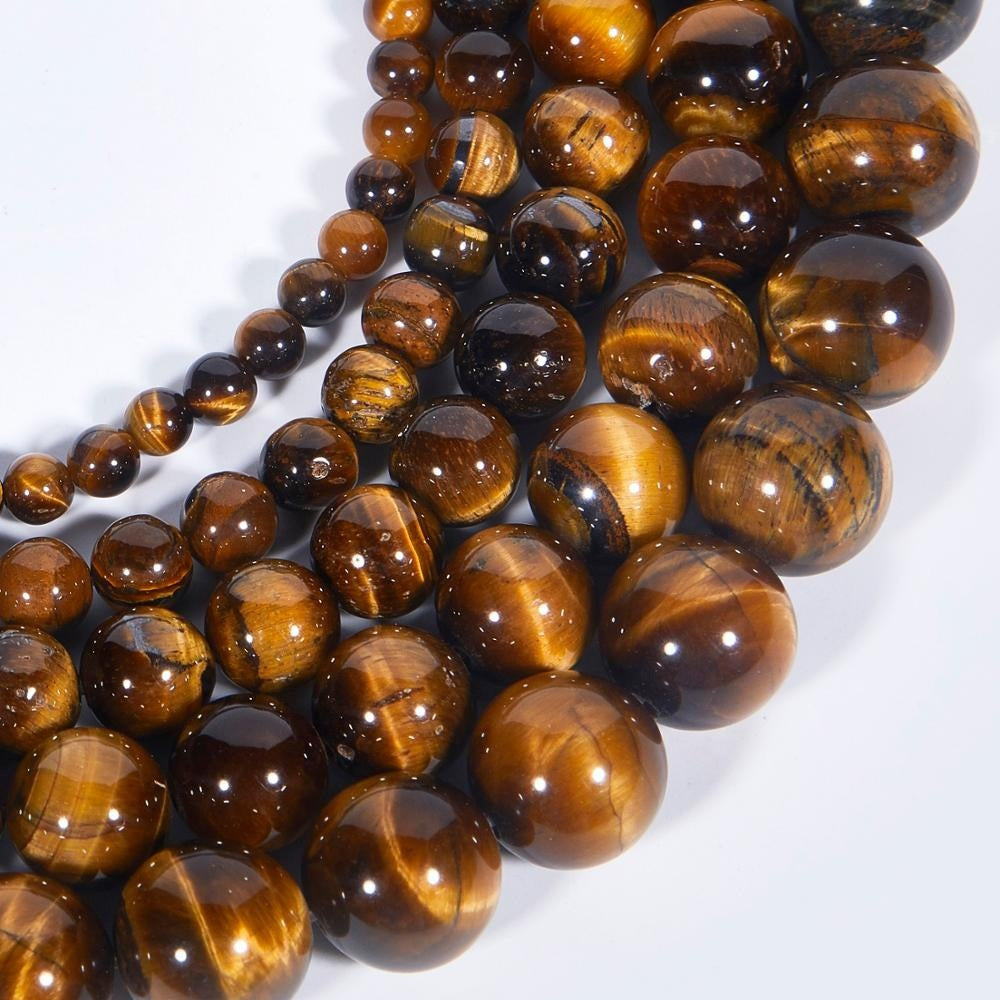 Wholesale 4-18MM Natural Yellow Tiger Eye Glass Beads